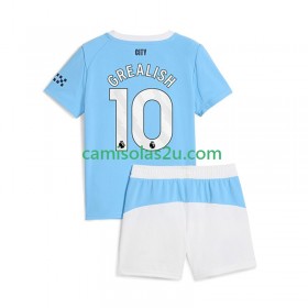 Camisolas de futebol Manchester City Jack Grealish 10 Criança Equipamento Principal 2025/26 Manga Curta